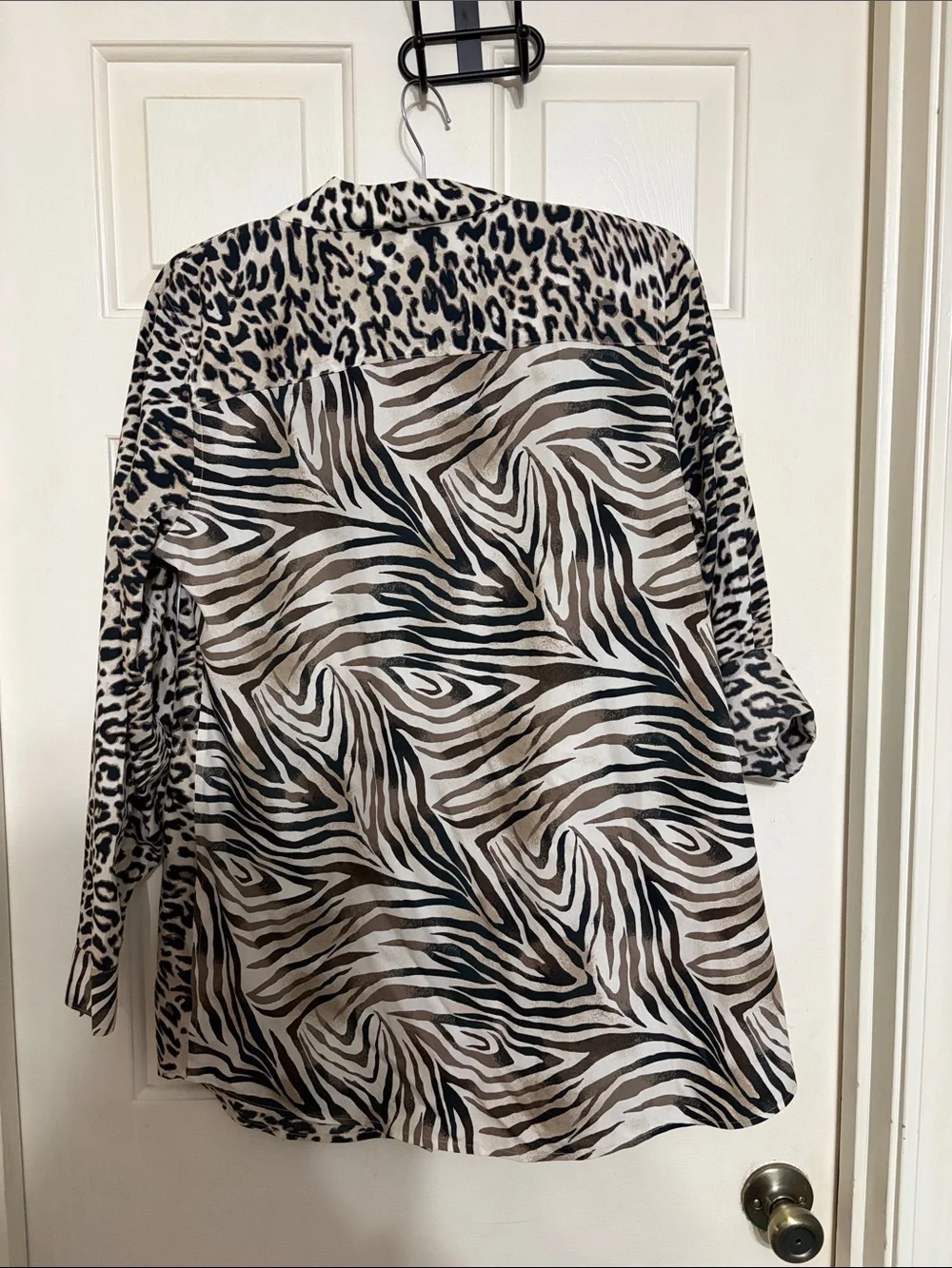 Chico's Leopard Print Button-Down Top - Black & Cream